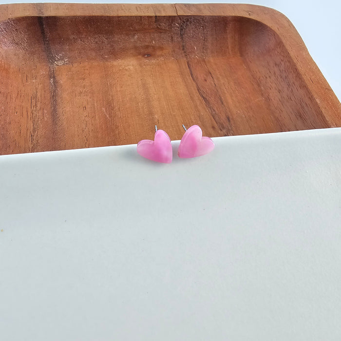 Hand Drawn Heart Studs - Bubblegum Bliss