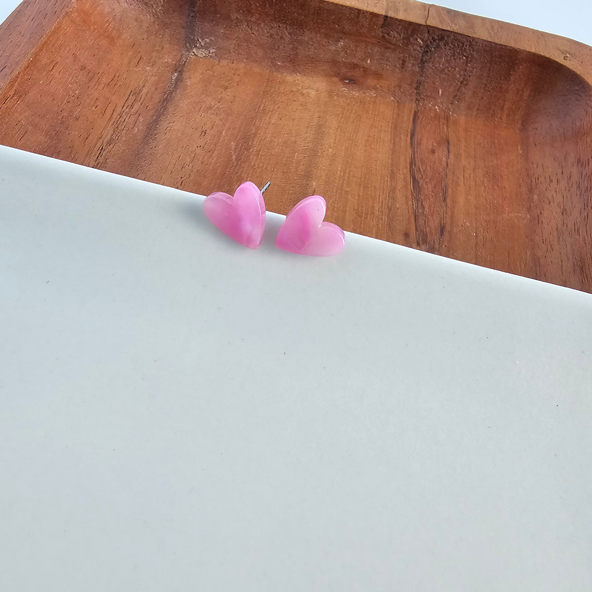 Hand Drawn Heart Studs - Bubblegum Bliss