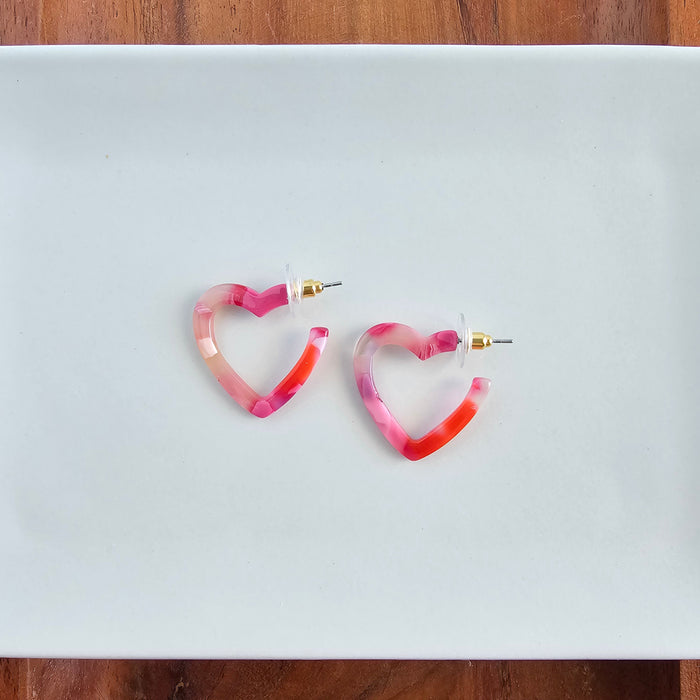 Mini Heart Hoops - Tickled Pink
