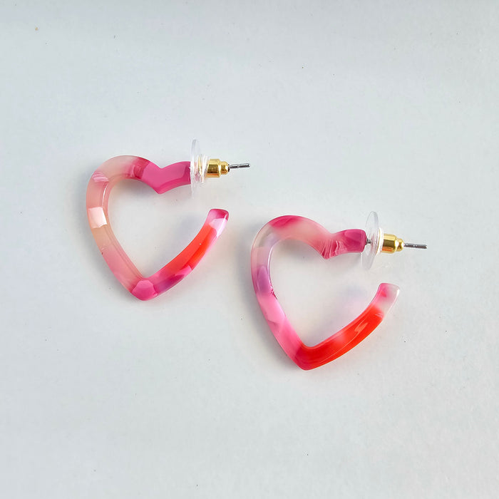 Mini Heart Hoops - Tickled Pink