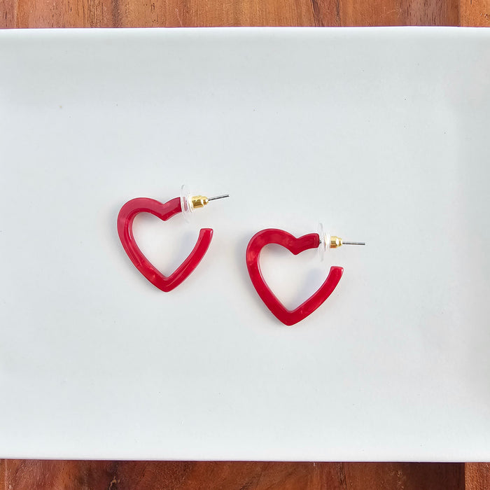 Mini Heart Hoops - Red