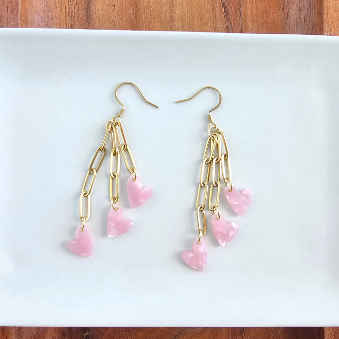 Heartstring Earrings - Pink