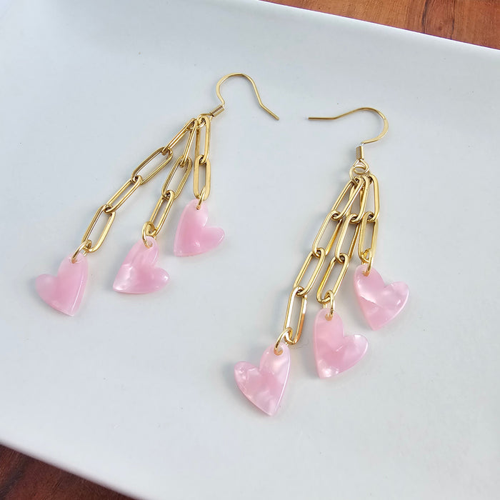 Heartstring Earrings - Pink
