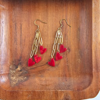 Heartstring Earrings - Red
