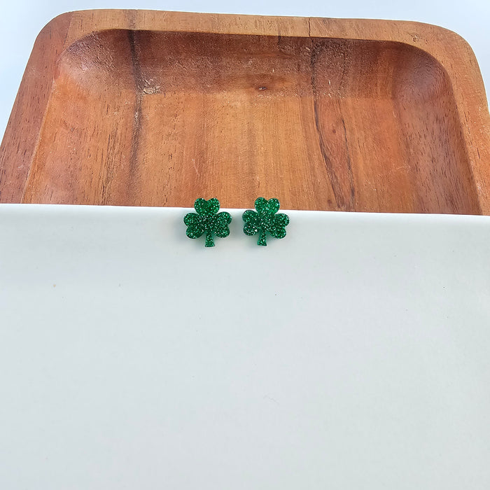 Shamrock Studs - Green Glitter