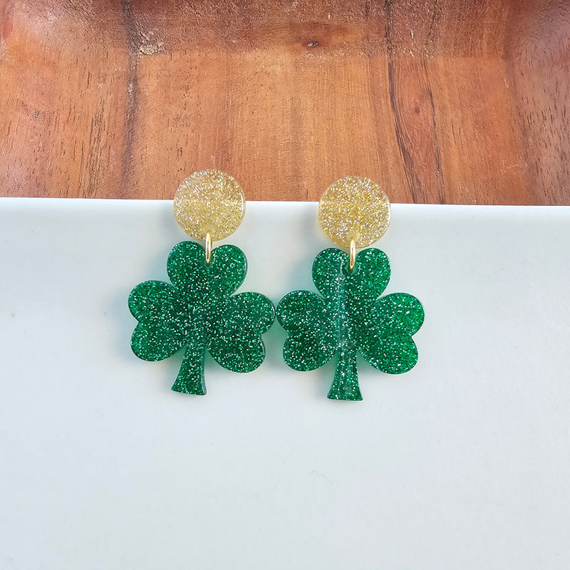 Lucky Charm Earrings - Green Glitter