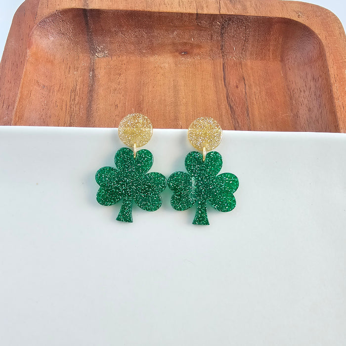 Lucky Charm Earrings - Green Glitter