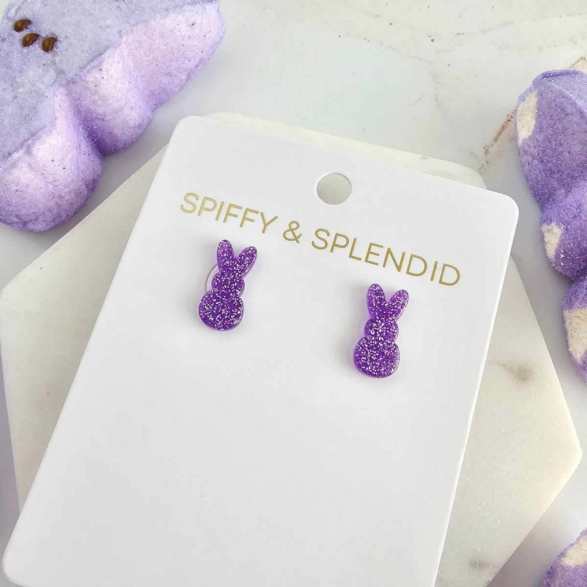 Glitter Bunny Studs - Purple