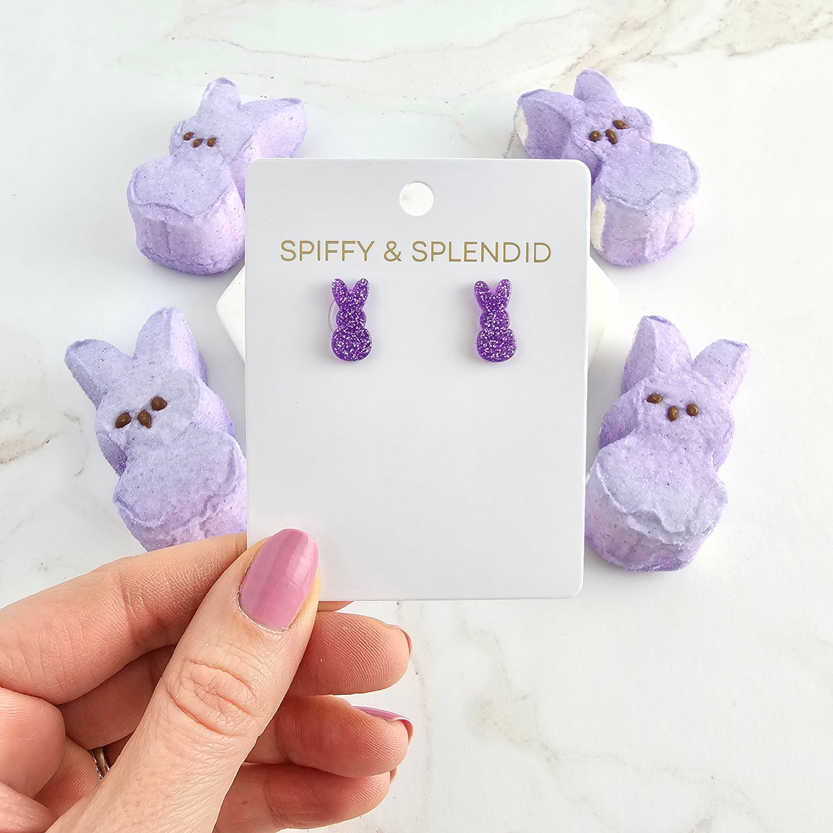 Glitter Bunny Studs - Purple
