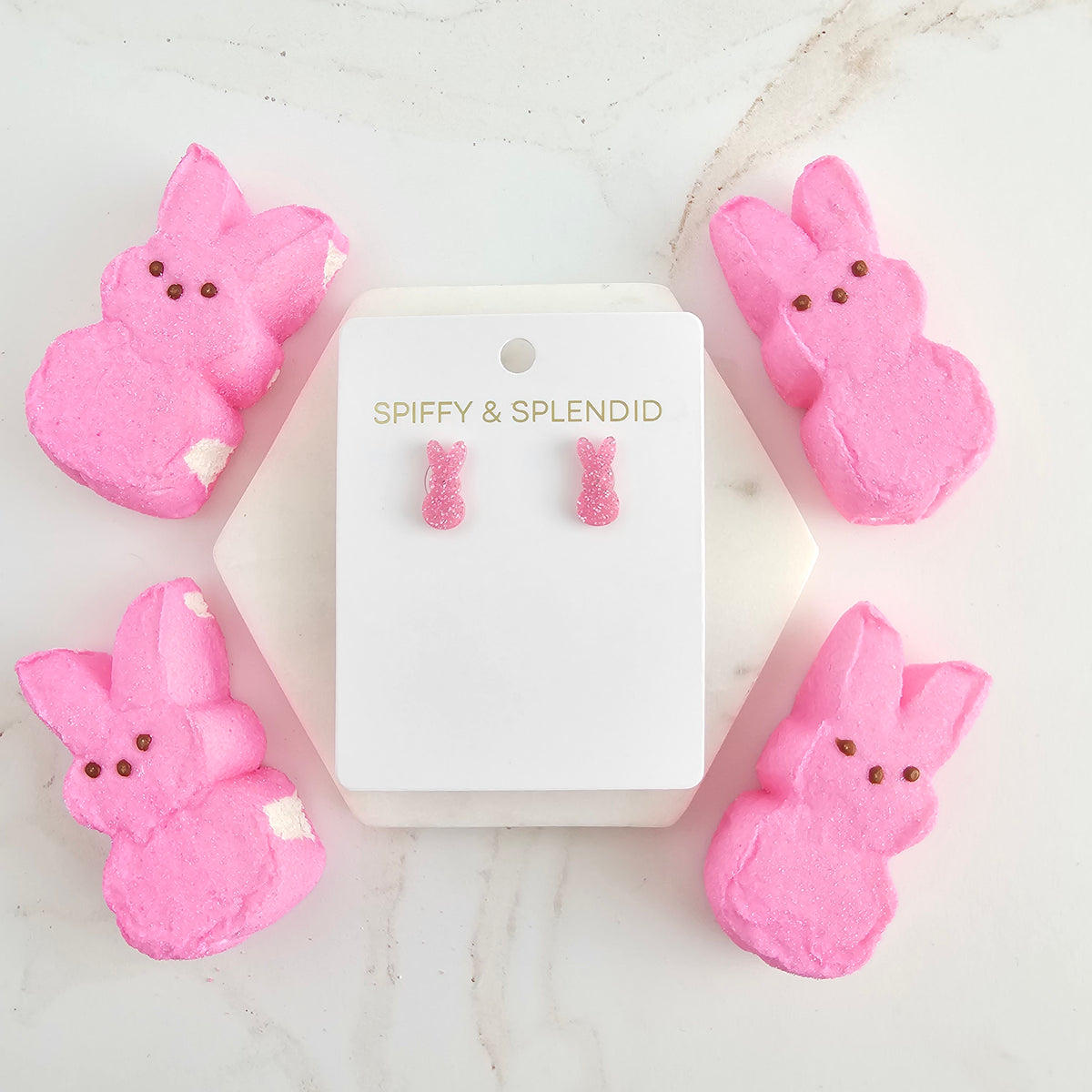 Glitter Bunny Studs - Pink