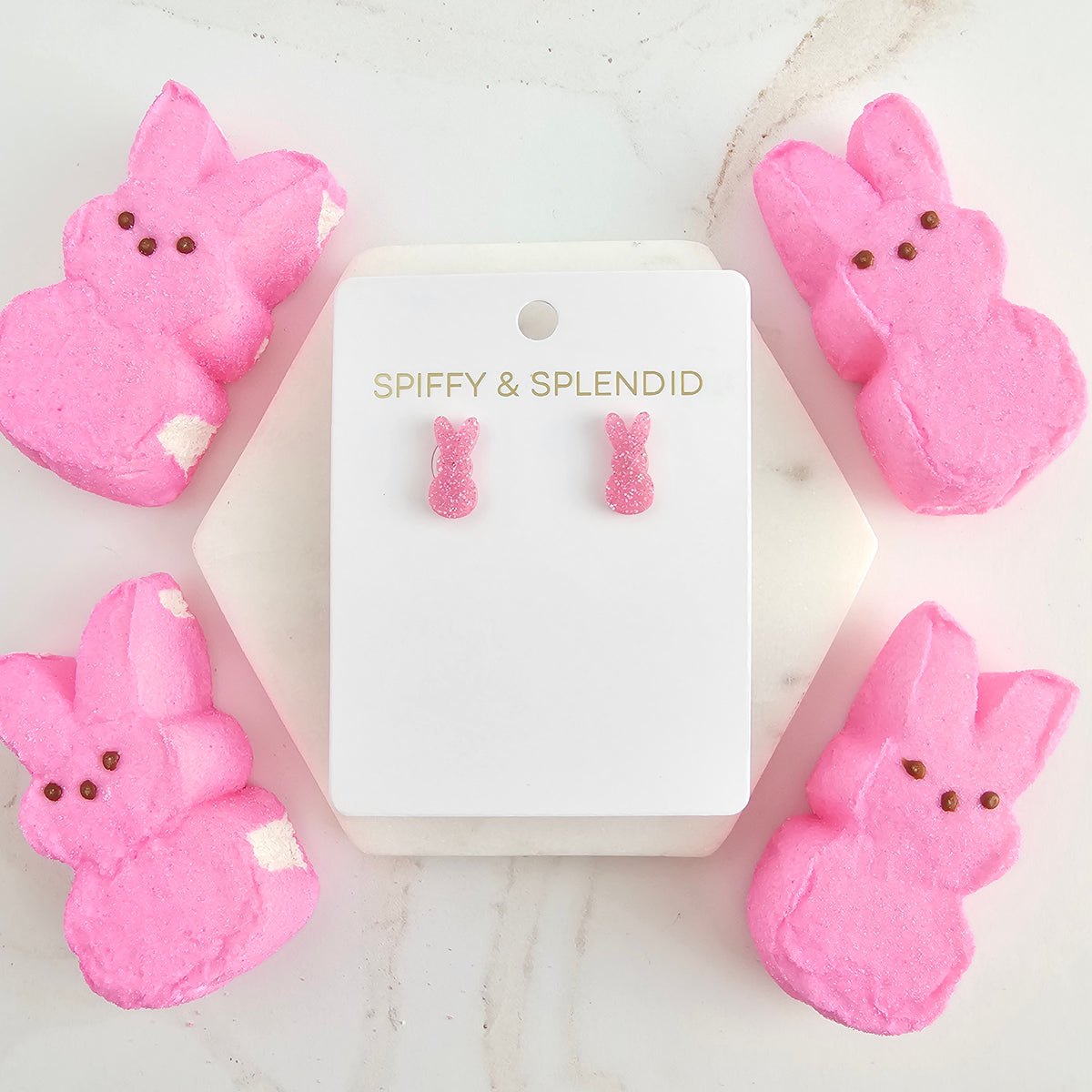 Glitter Bunny Studs - Pink