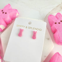 Glitter Bunny Studs - Pink