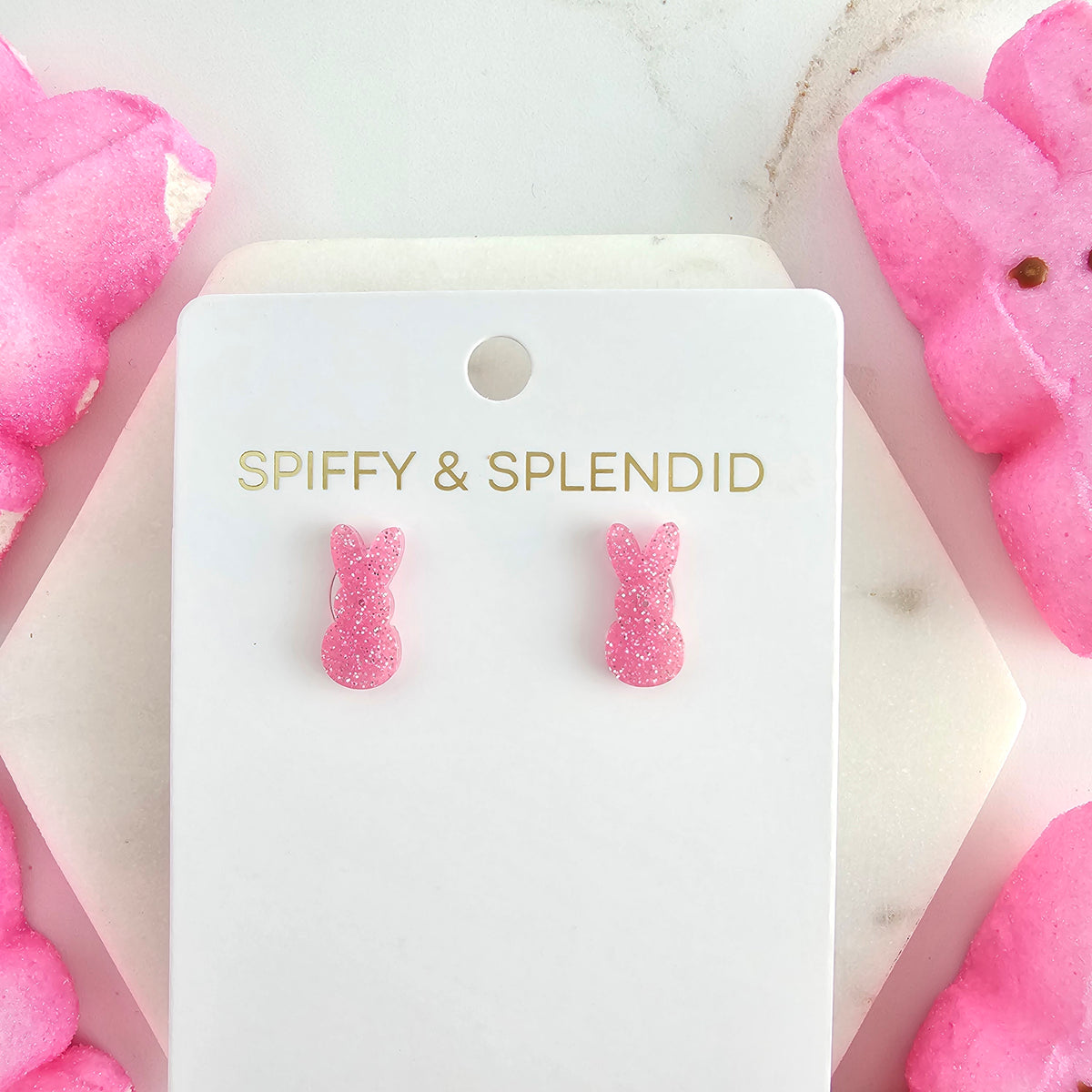 Glitter Bunny Studs - Pink