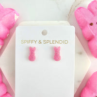 Glitter Bunny Studs - Pink