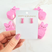 Glitter Bunny Studs - Pink