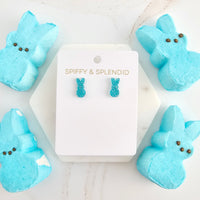 Glitter Bunny Studs - Blue