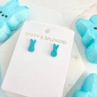 Glitter Bunny Studs - Blue
