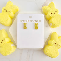 Glitter Bunny Studs - Yellow