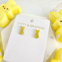 Glitter Bunny Studs - Yellow