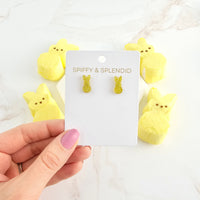 Glitter Bunny Studs - Yellow