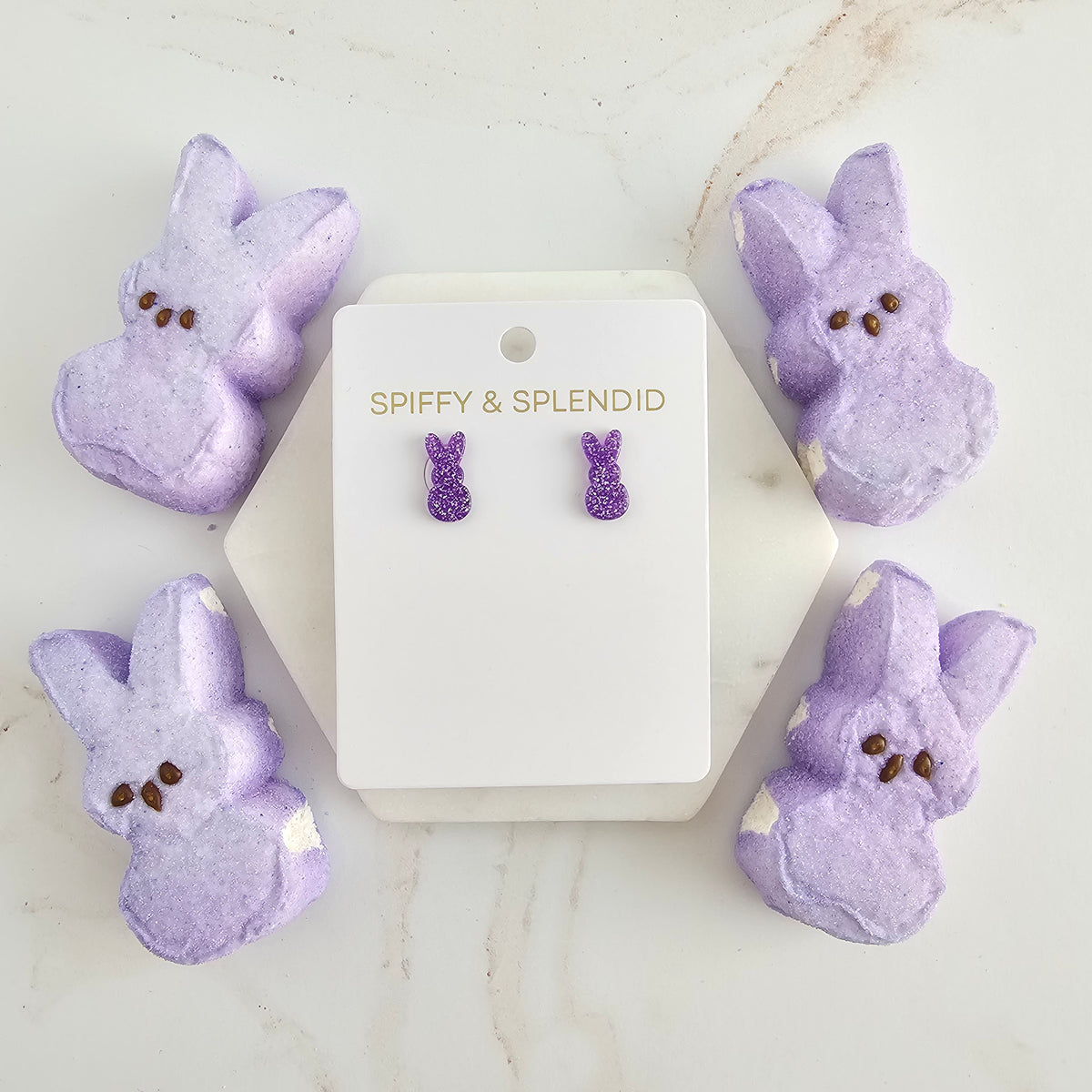 Glitter Bunny Studs - Purple