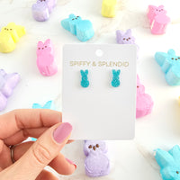 Glitter Bunny Studs - Blue