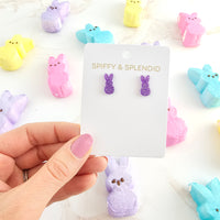 Glitter Bunny Studs - Purple