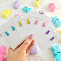 Glitter Bunny Studs - Yellow