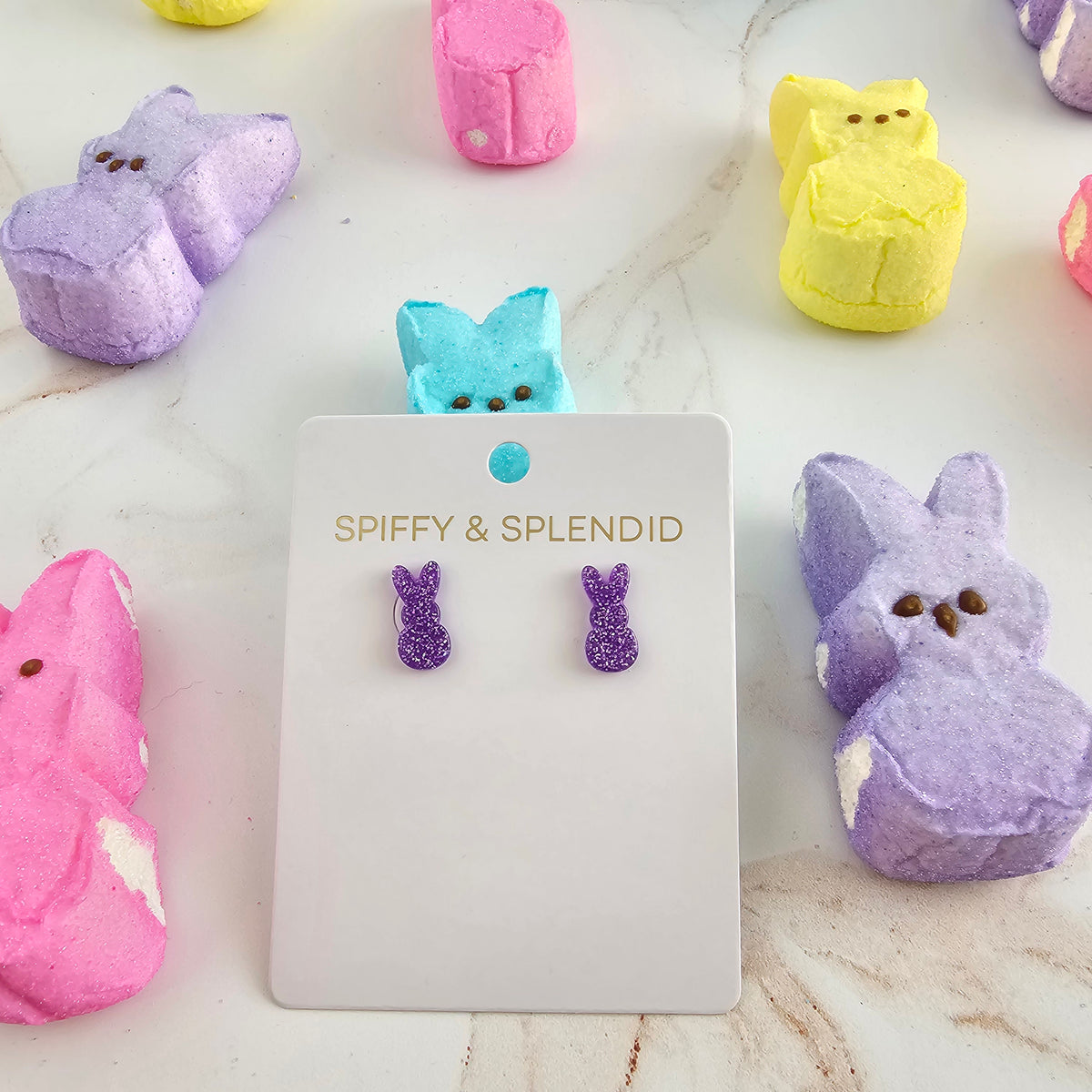Glitter Bunny Studs - Purple
