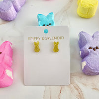 Glitter Bunny Studs - Yellow