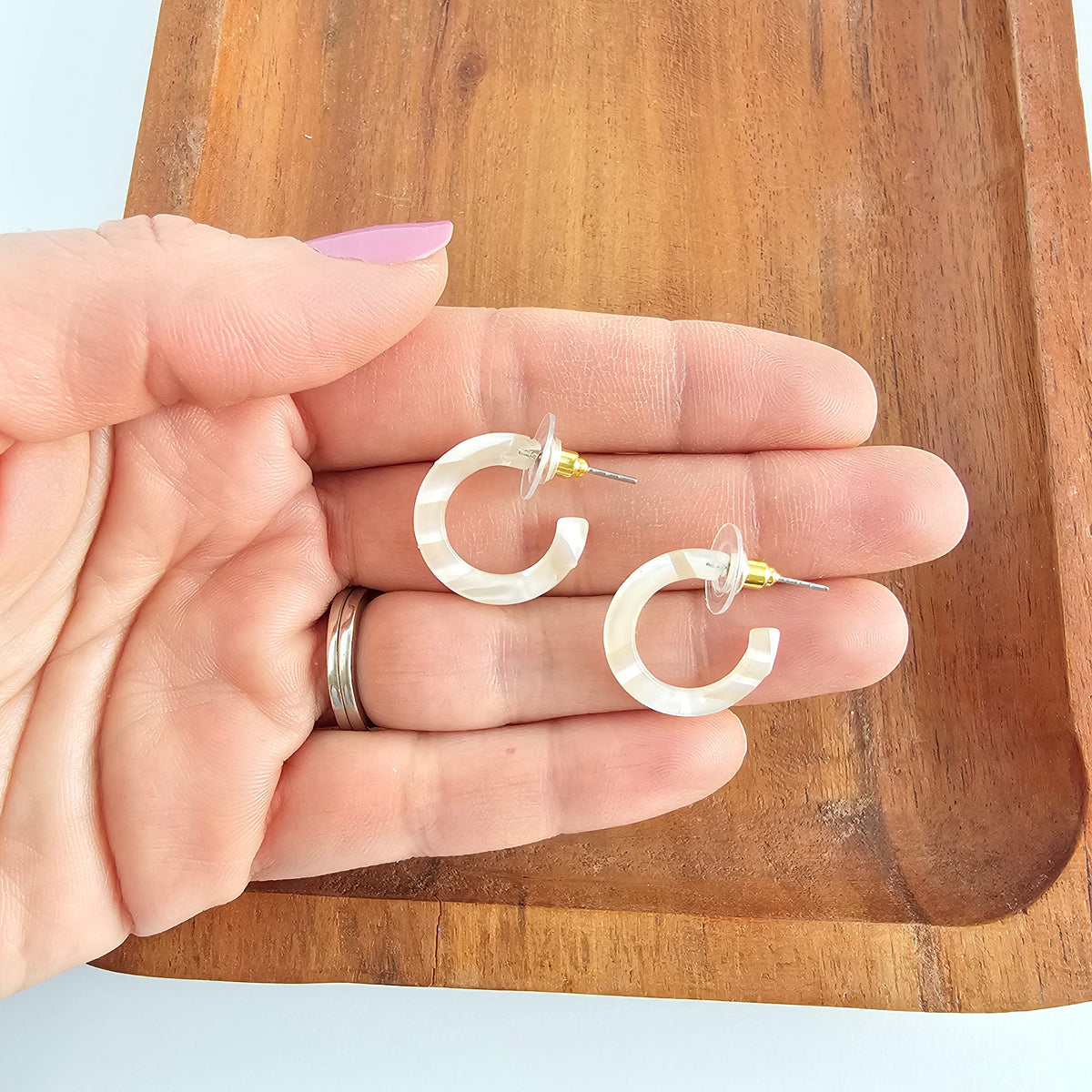 Micro Cam Mini Hoops - Ivory