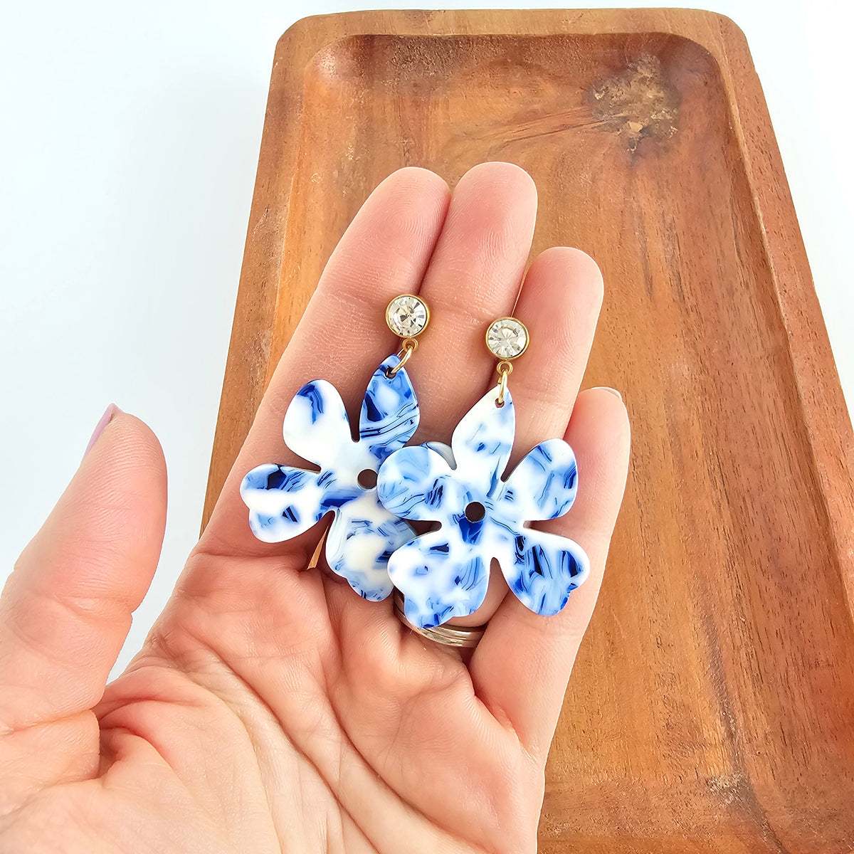 Petunia Earrings - Greek Goddess Blue