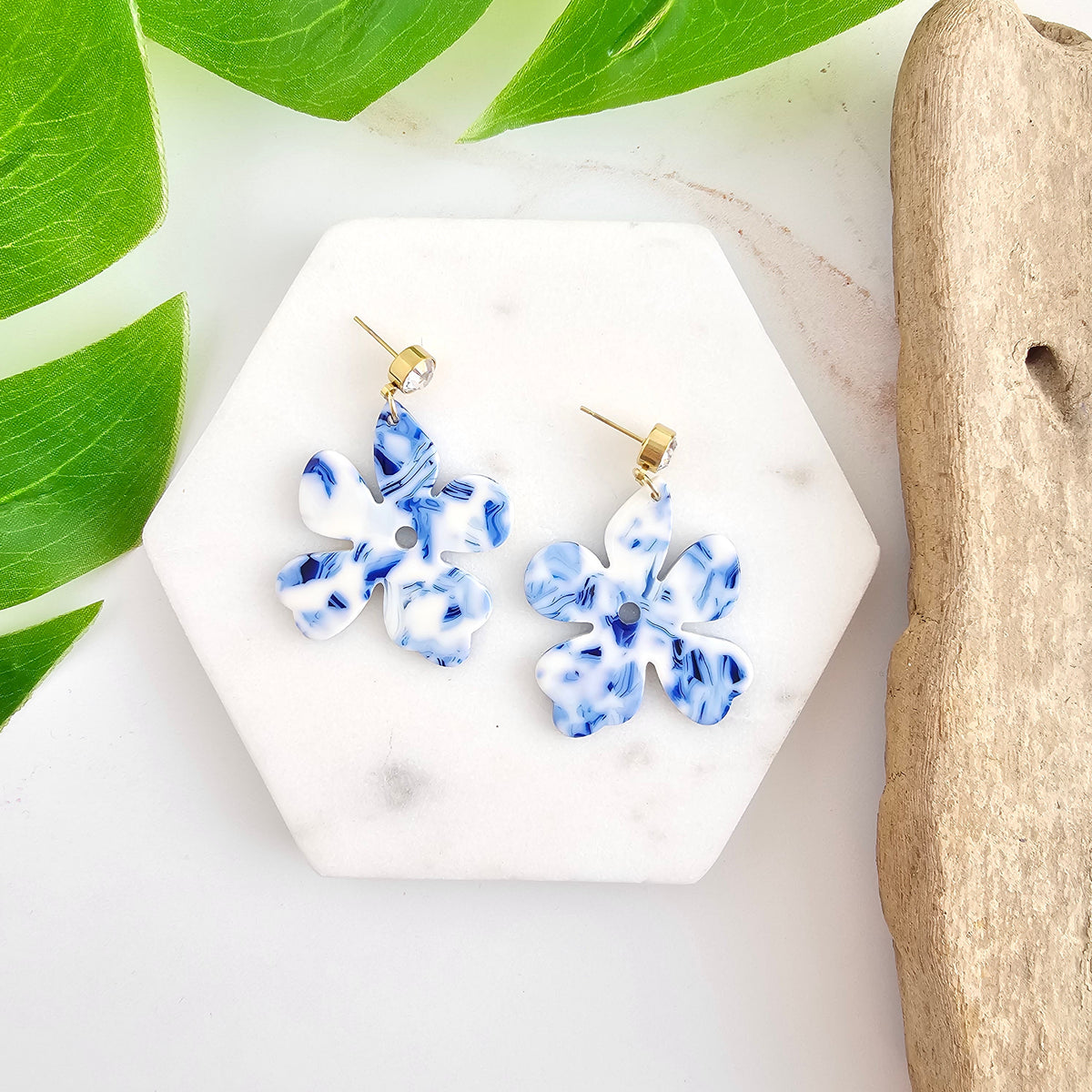 Petunia Earrings - Greek Goddess Blue