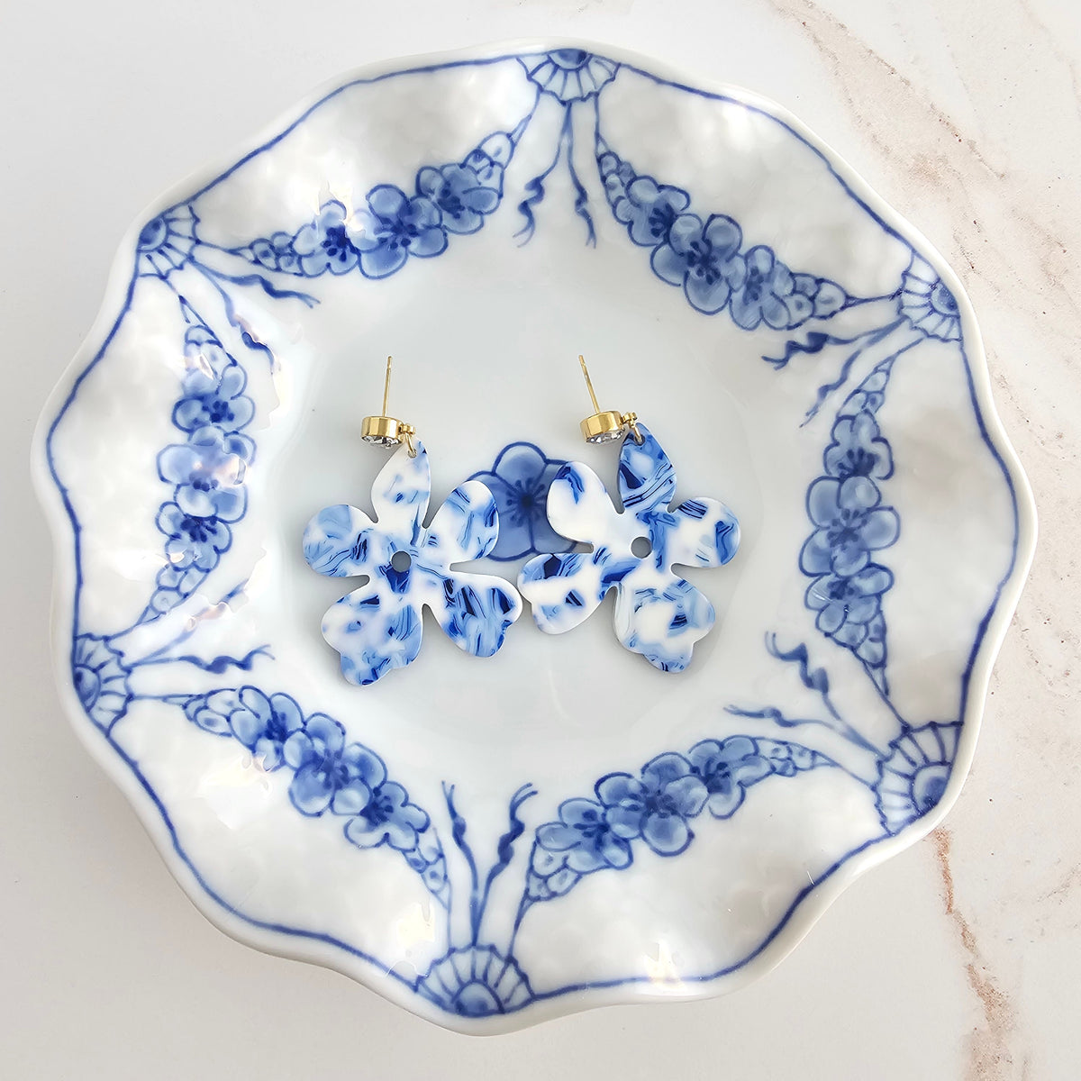 Petunia Earrings - Greek Goddess Blue