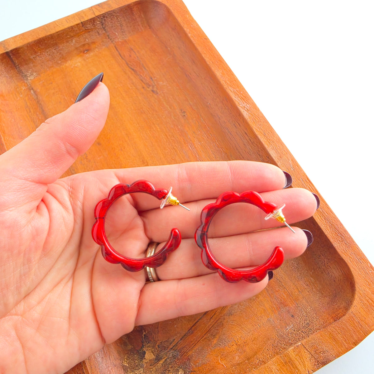 Scarlett Hoops - Crimson Red