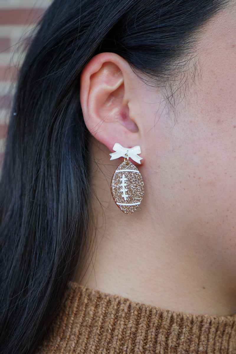 Bow Football Earrings