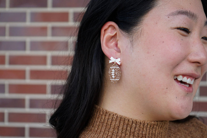 Bow Football Earrings