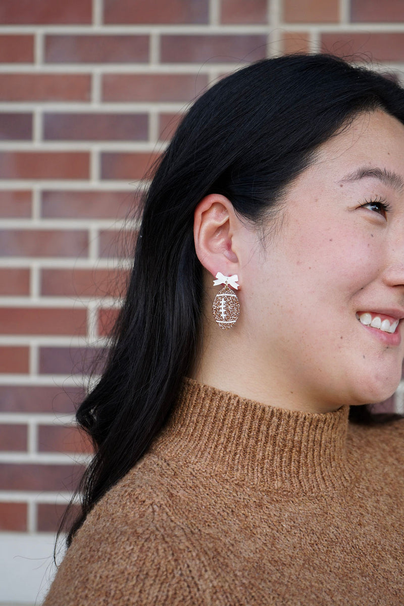 Bow Football Earrings