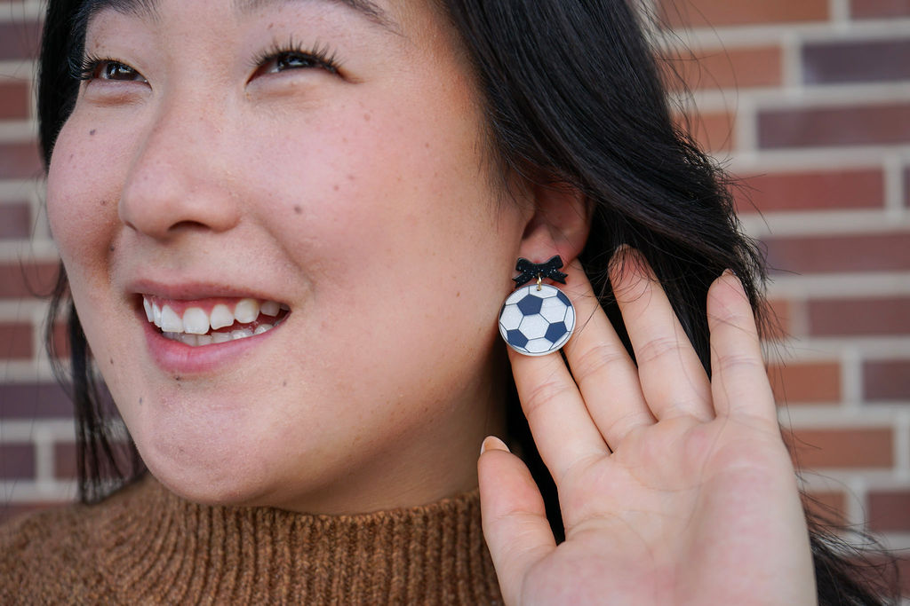 Bow Soccer Ball Earrings