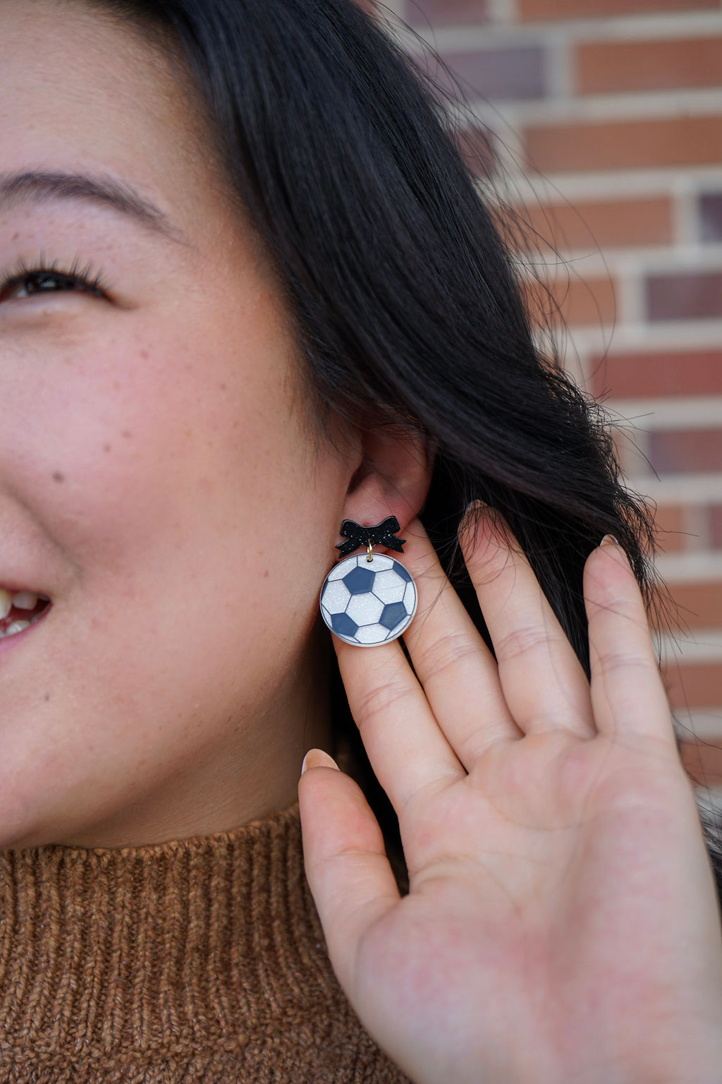 Bow Soccer Ball Earrings