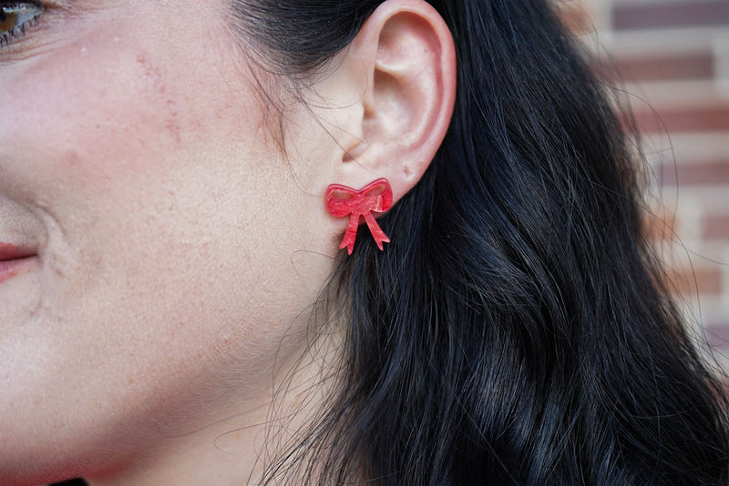 Bow Studs - Red Shimmer