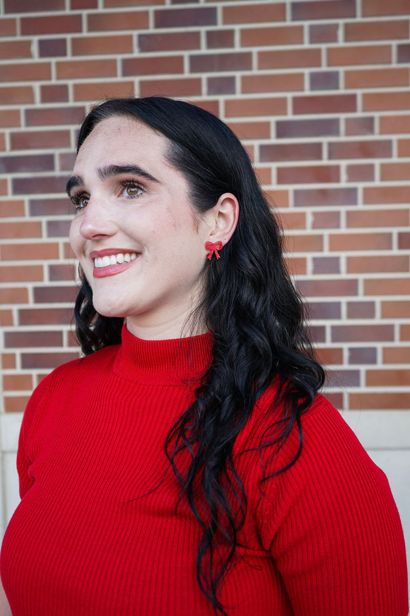 Bow Studs - Red Shimmer