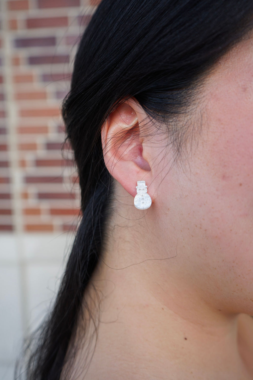 Snowman Studs - White Shimmer