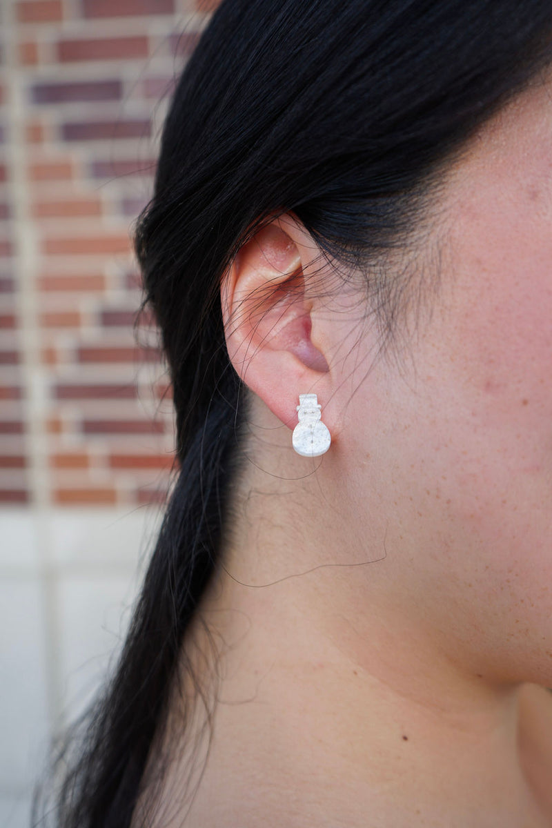 Snowman Studs - White Shimmer