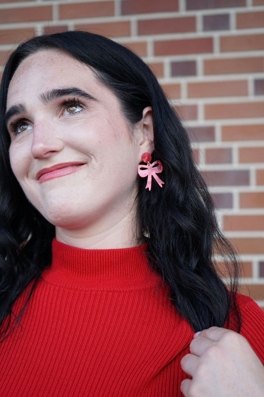 Bow Earrings - Red Shimmer