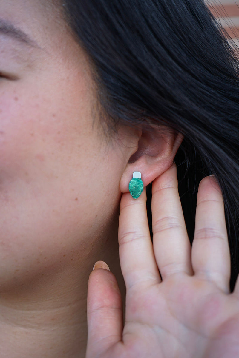Christmas Light Studs - Green Shimmer
