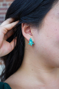 Christmas Tree Studs - Green Shimmer