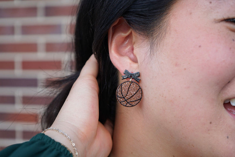Bow Basketball Earrings