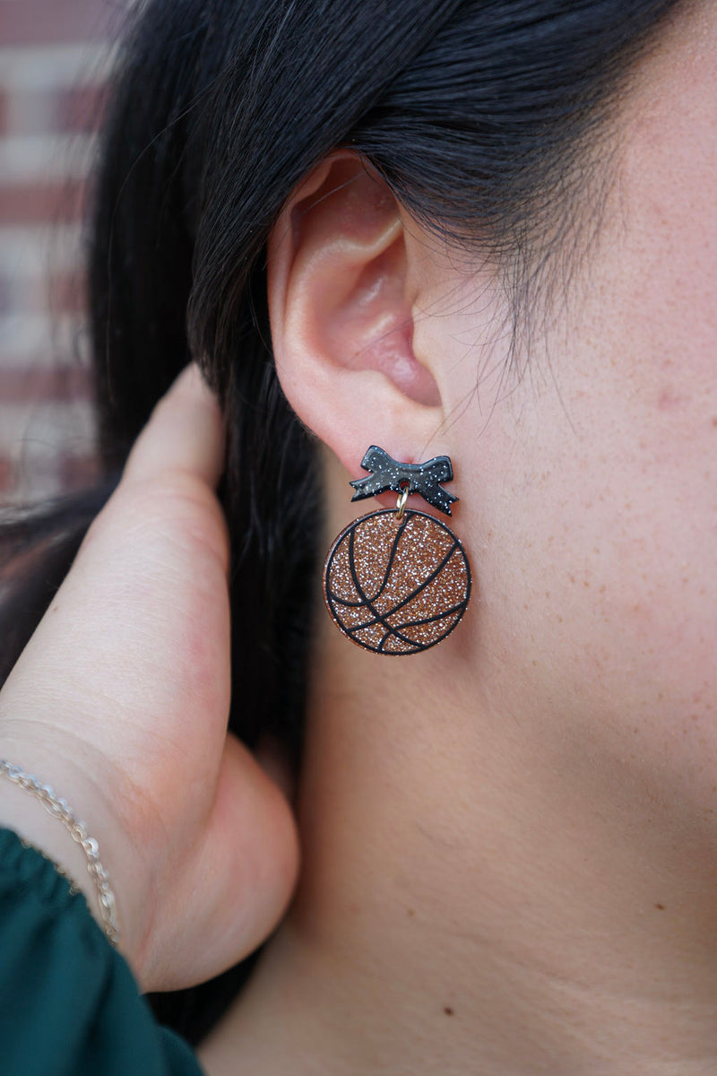 Bow Basketball Earrings