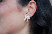Bow Studs - White Shimmer